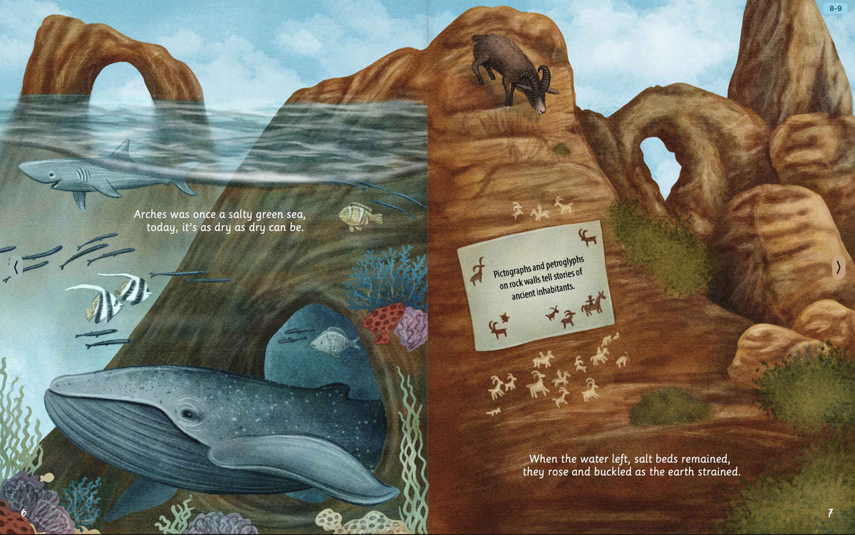 Illustrated Arches National Park sandstone formation spread
