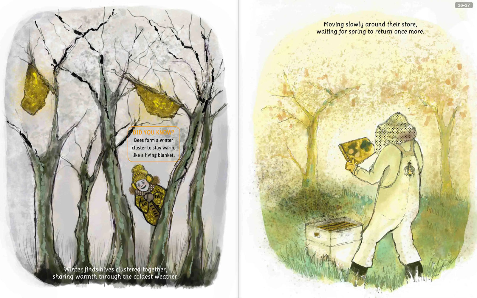 Illustrated honeybee teamwork spread