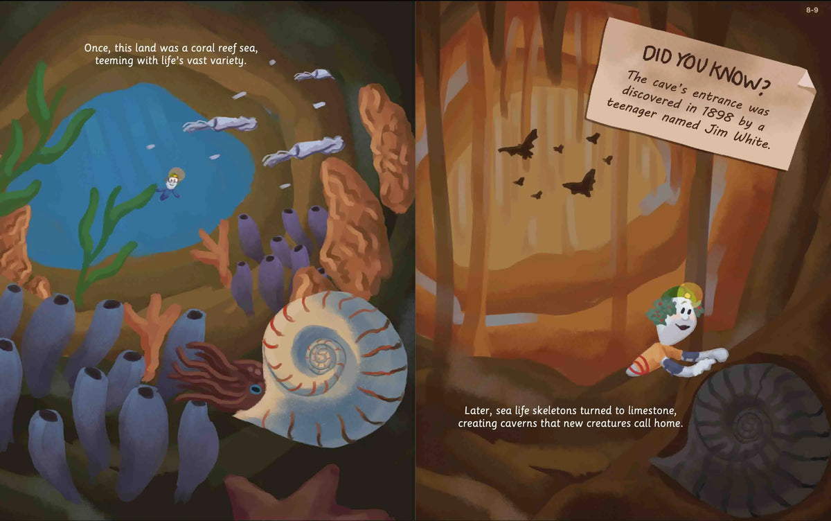 Illustrated Carlsbad Caverns cave formation spread