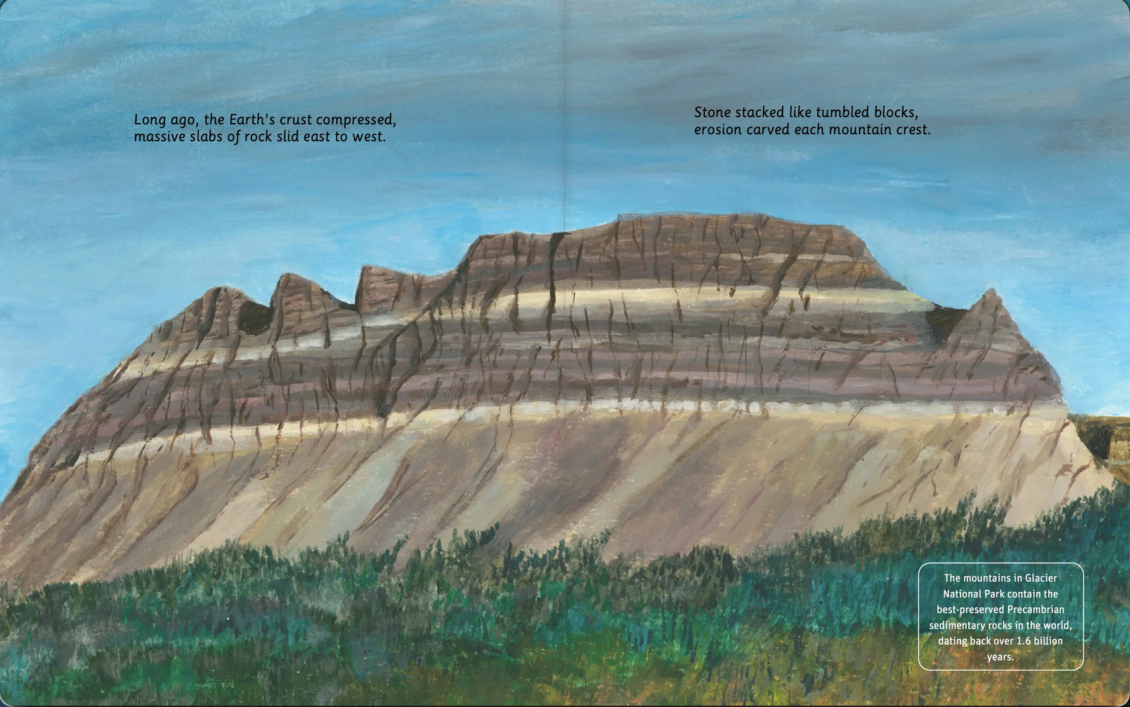Illustrated Glacier National Park mountain spread